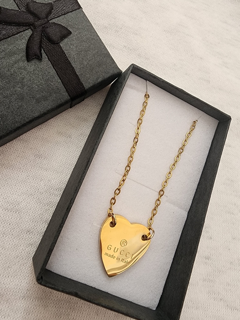 Stainless Steel Gold Heart Pendant Necklace